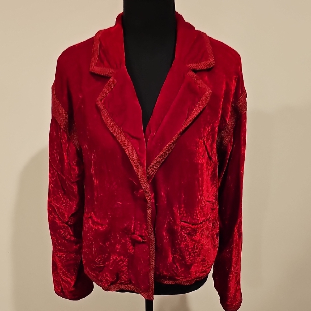 Elegant Red Velvet Women's Jacket